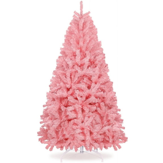 GIKPAL Pink Christmas Tree, 6FT Hinged Spruce Full Tree with 800 Tips&Metal Stand, Artificial Xmas Tree for Indoor and Outdoor Holidays Decoration
