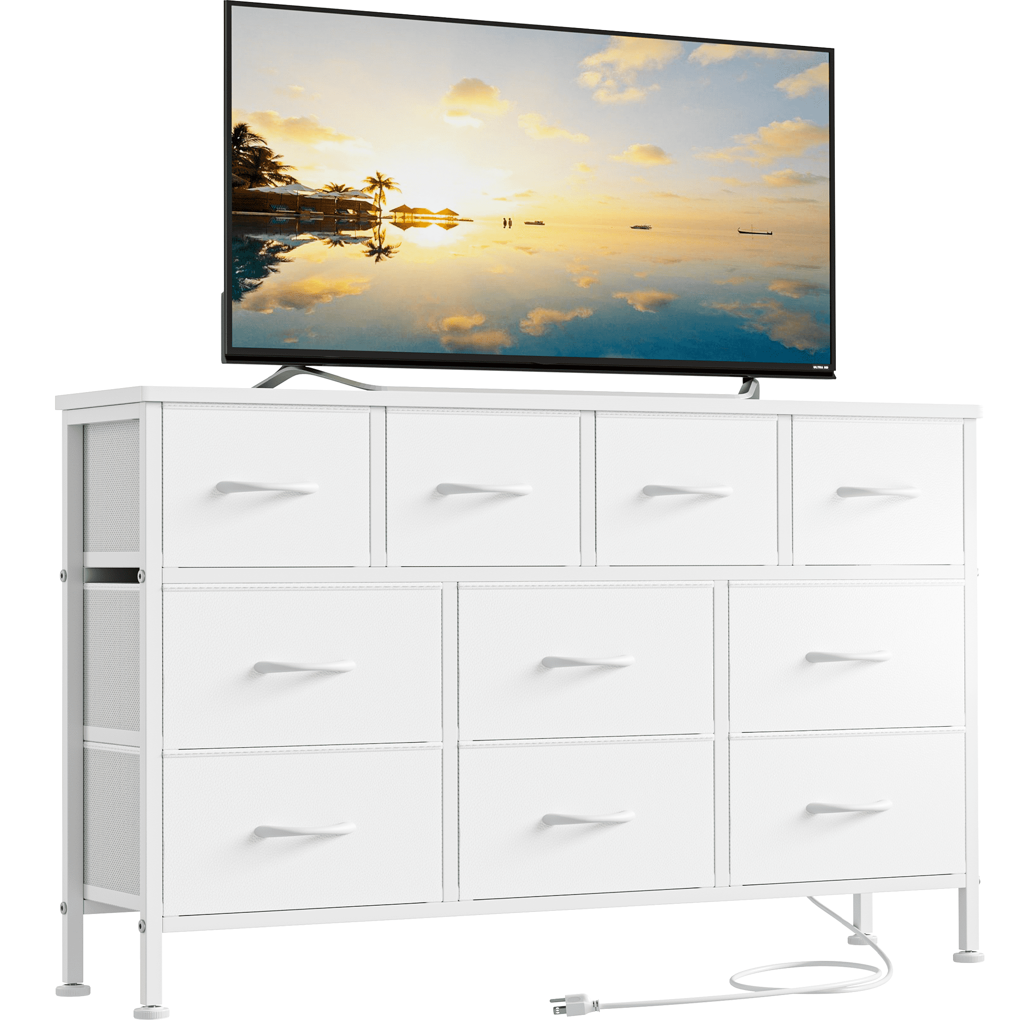 GIKPAL TV Stand with 10 Drawers Dresser and Charging Station for TVs u