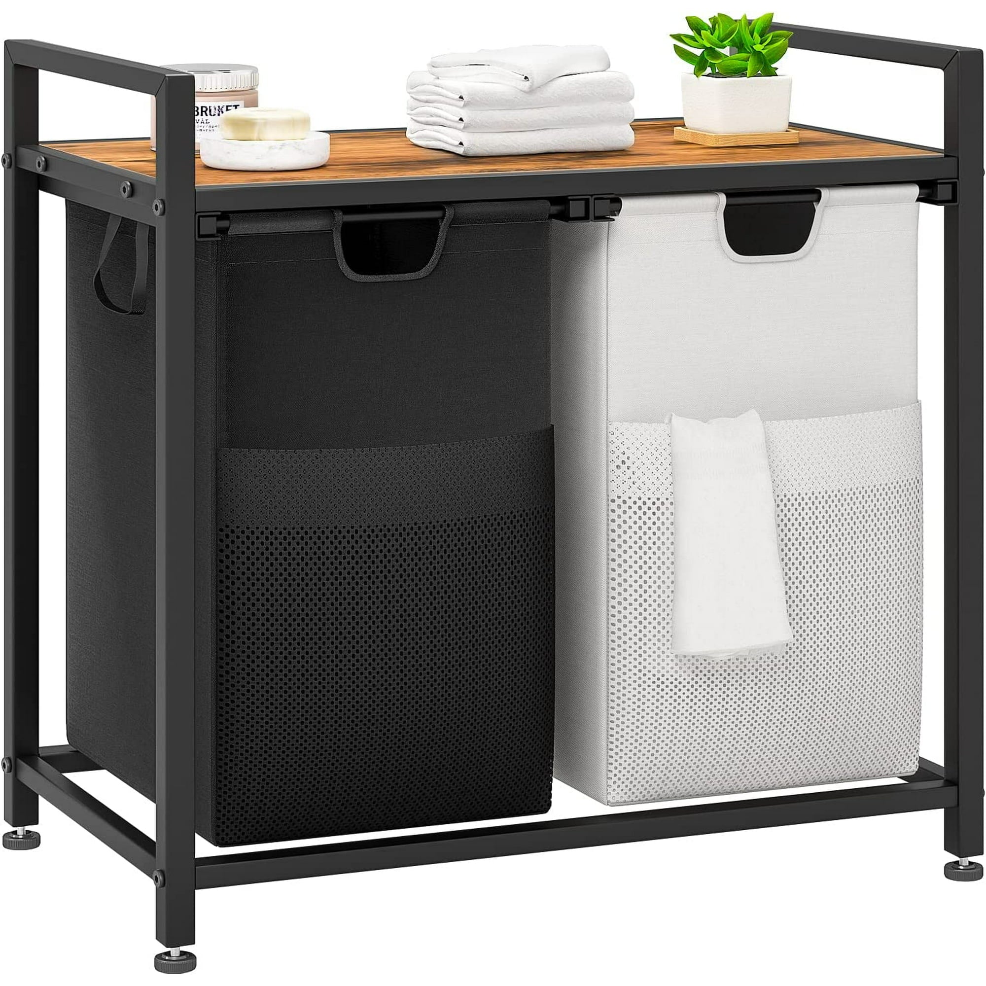 GIKPAL Laundry Hamper Sorter 2 Compartment Laundry Basket Tilt Out Bat gikpal-laundry-hamper-sorter-2-compartment-laundry-basket-tilt-out-bat