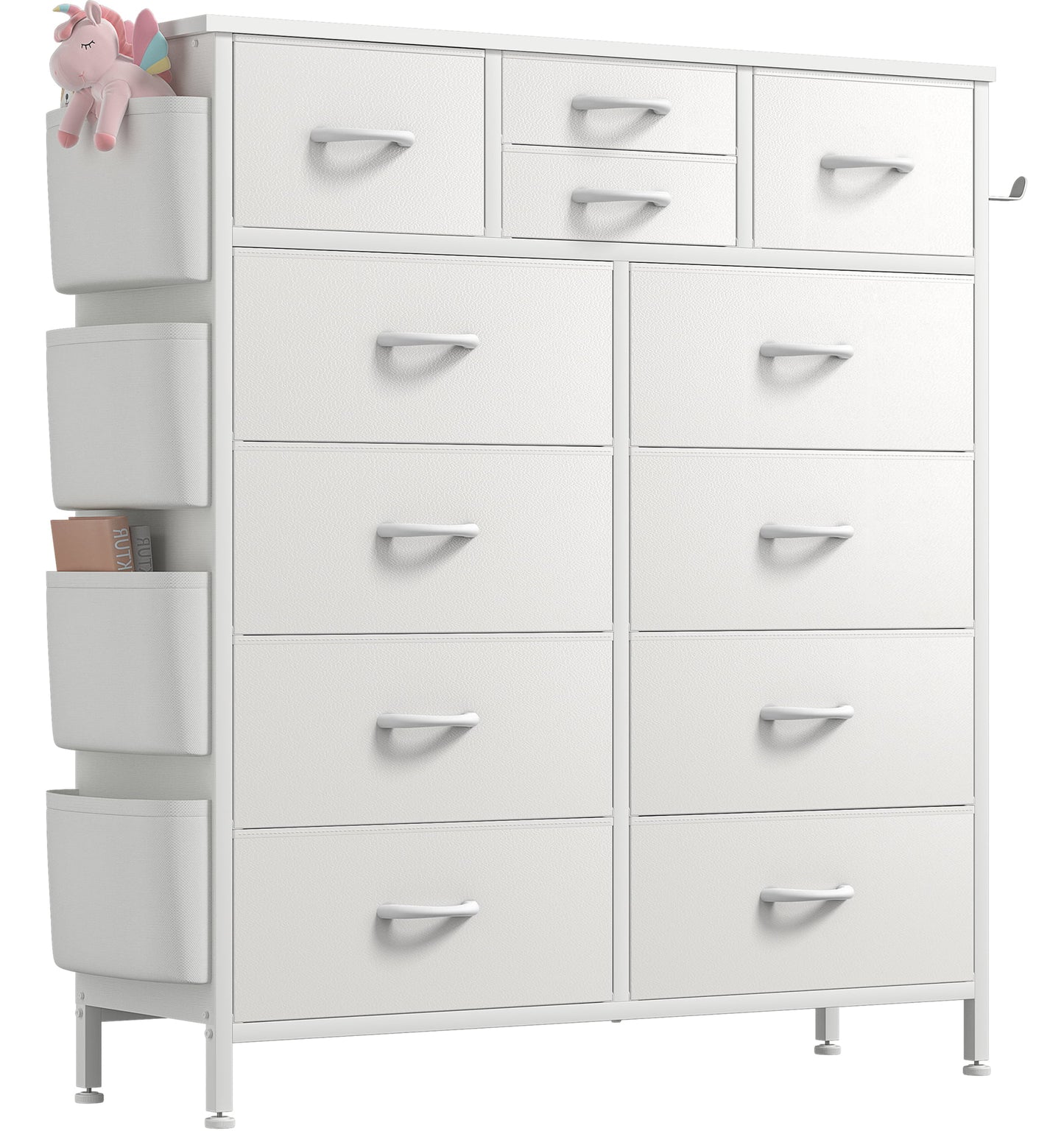 Lulive Dresser for Bedroom with 12 Drawer Vertical Dresser of Fabric & PU Storage Units Organizer for Closet Living Room Hallway Nursery, Gray