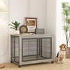 Lulive 38 Inches Dog Crate for Medium Dogs Nightstand Furniture Dog Cage Crate for Indoor Dog House End Table with Double Doors and Lift Top Pet Crate with Casters, Gray