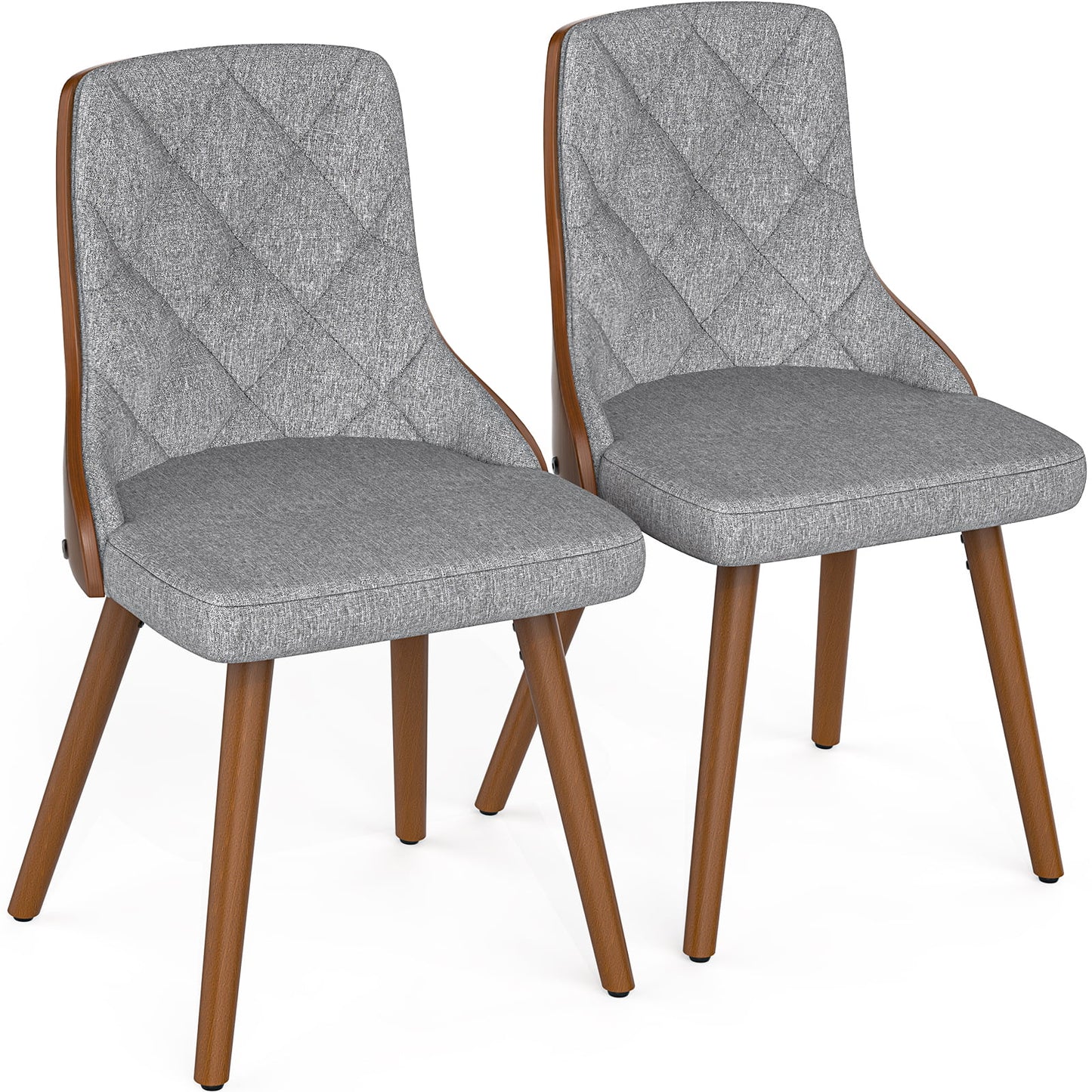 YaFiti Set of 2 Modern Dining Chairs Fabric Upholstered Dining Side Chairs with Wood Legs for Kitchen Dining Bedroom Living Room, Grey