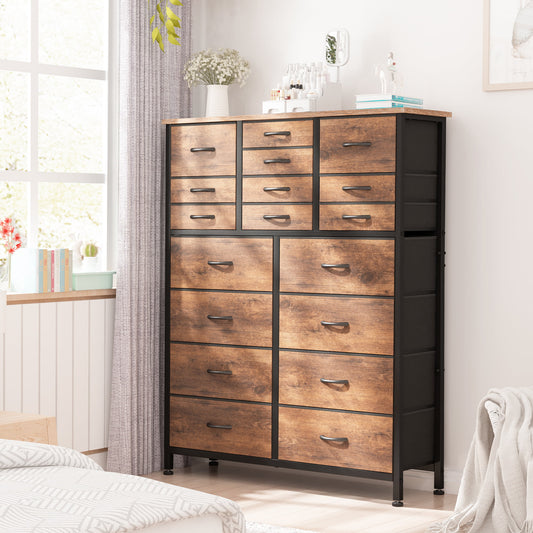 Lulive 18 Drawer Dresser for Bedroom Dressers & Chests of Drawers for Living Room, Hallway, Closets, Brown