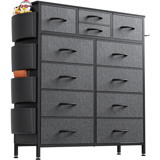 Lulive Dresser for Bedroom with 12 Drawer Vertical Dresser of Fabric Storage Units Organizer for Closet Living Room Hallway Nursery, Gray