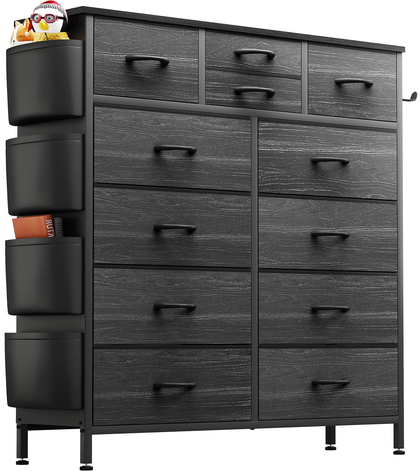 Lulive Dresser for Bedroom with 12 Drawer Vertical Dresser of Fabric Storage Units Organizer for Closet Living Room Hallway Nursery, Black