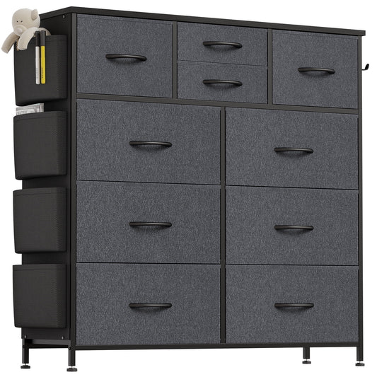 GIKPAL Fabric Dresser with Wood Top, Storage Tower for Bedroom & Closet, Grey