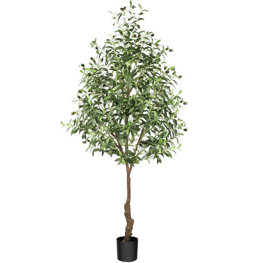 GIKPAL Artificial Olive Plants, 6ft Plastic Olive Tree, Pre Potted Faux Greenry Plant for Home Decor Office House Living Room Indoor Outdoor, Tall Plants for Indoor, House Decorations for Living Room