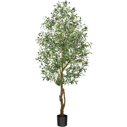 GIKPAL Artificial Olive Plants, 7ft Plastic Olive Tree, Pre Potted Faux Greenry Plant for Home Decor Office House Living Room Indoor Outdoor, Tall Plants for Indoor, House Decorations for Living Room