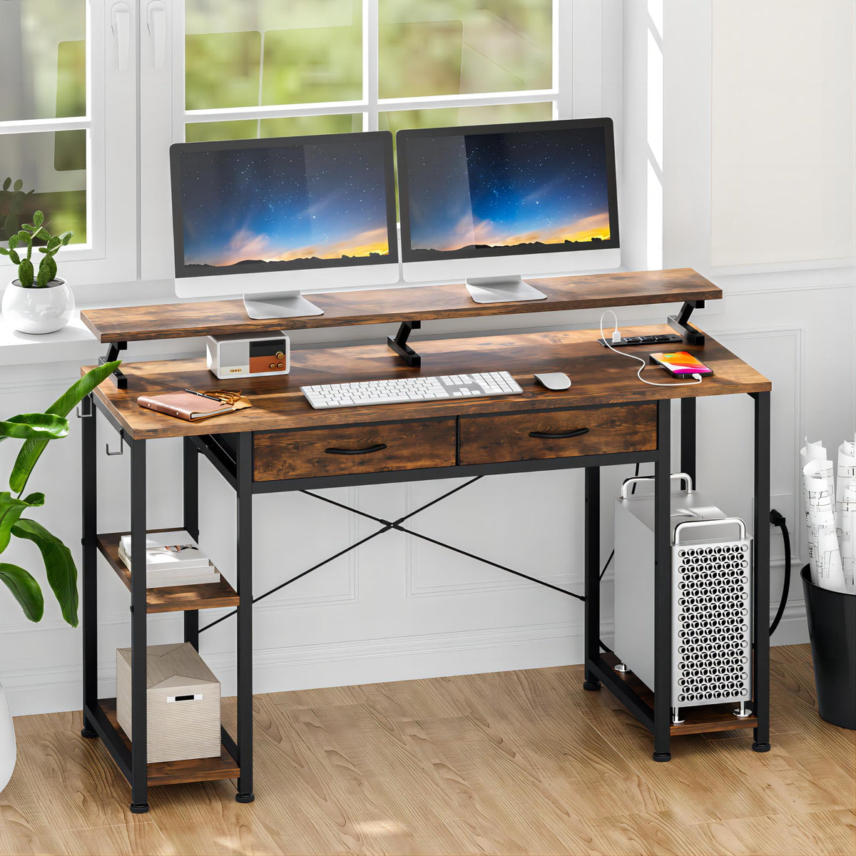 GIKPAL Computer Desk 47” Gaming Desk Home Office Desk with Drawers and ...