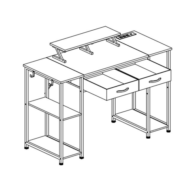 GIKPAL Computer Desk,Home Office Desk with Storage Shelves and Power Outlet, Small Writing Desk with Monitor Stand, Modern Design Corner Table, Carbon Black