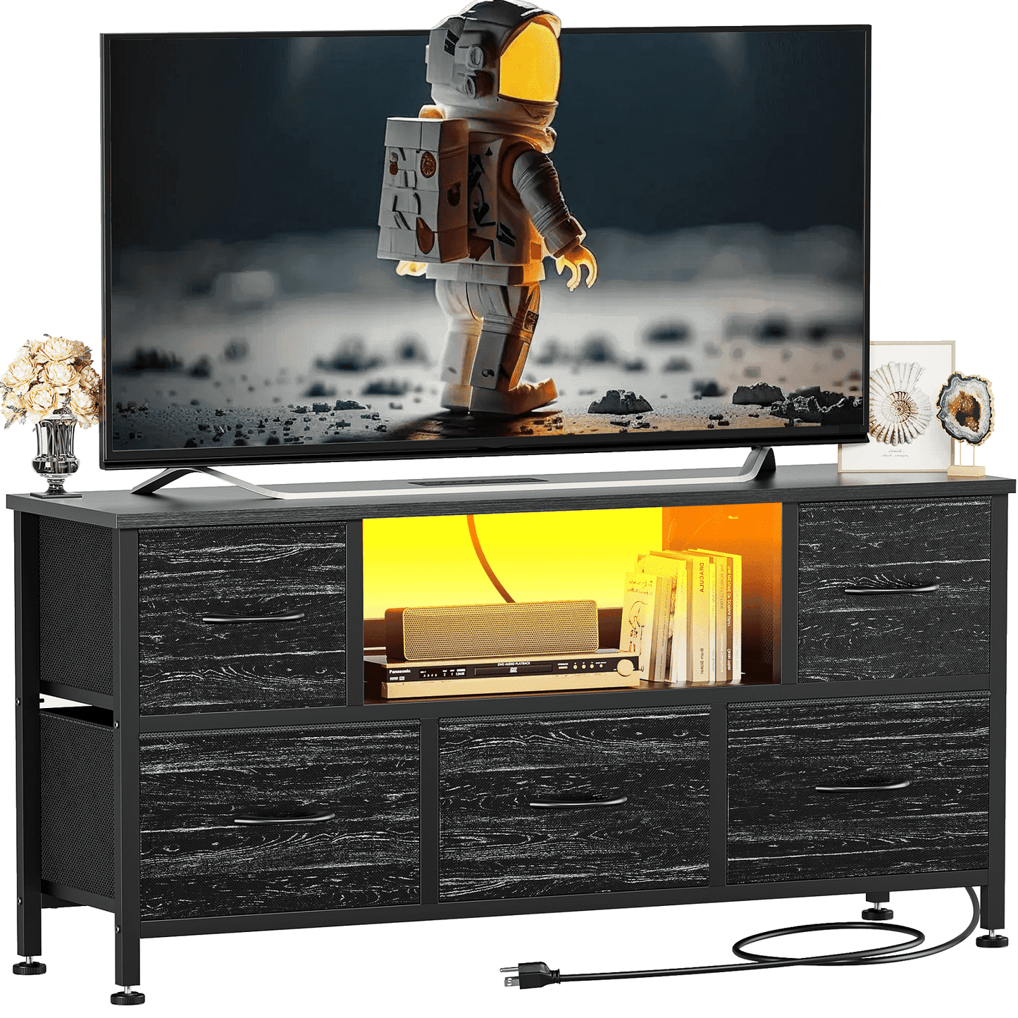 GIKPAL Dresser TV Stand 50" Entertainment Center with Storage TV stand Dressers for Bedroom TV Stand with Drawers, TV & Media Console Furniture for Living Room, Black