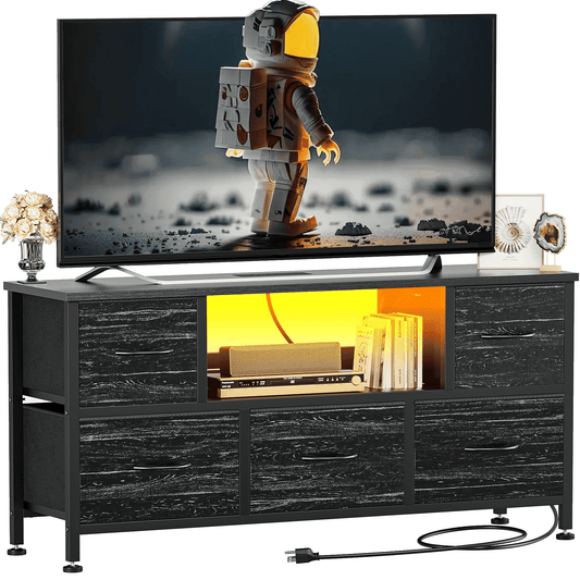 GIKPAL Dresser TV Stand 50" Entertainment Center with Storage TV stand Dressers for Bedroom TV Stand with Drawers, TV & Media Console Furniture for Living Room, Black