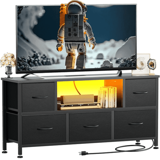 GIKPAL Dresser TV Stand 50" Entertainment Center with Storage TV stand Dressers for Bedroom TV Stand with Drawers with PU Finish, TV & Media Console Furniture for Living Room, Black