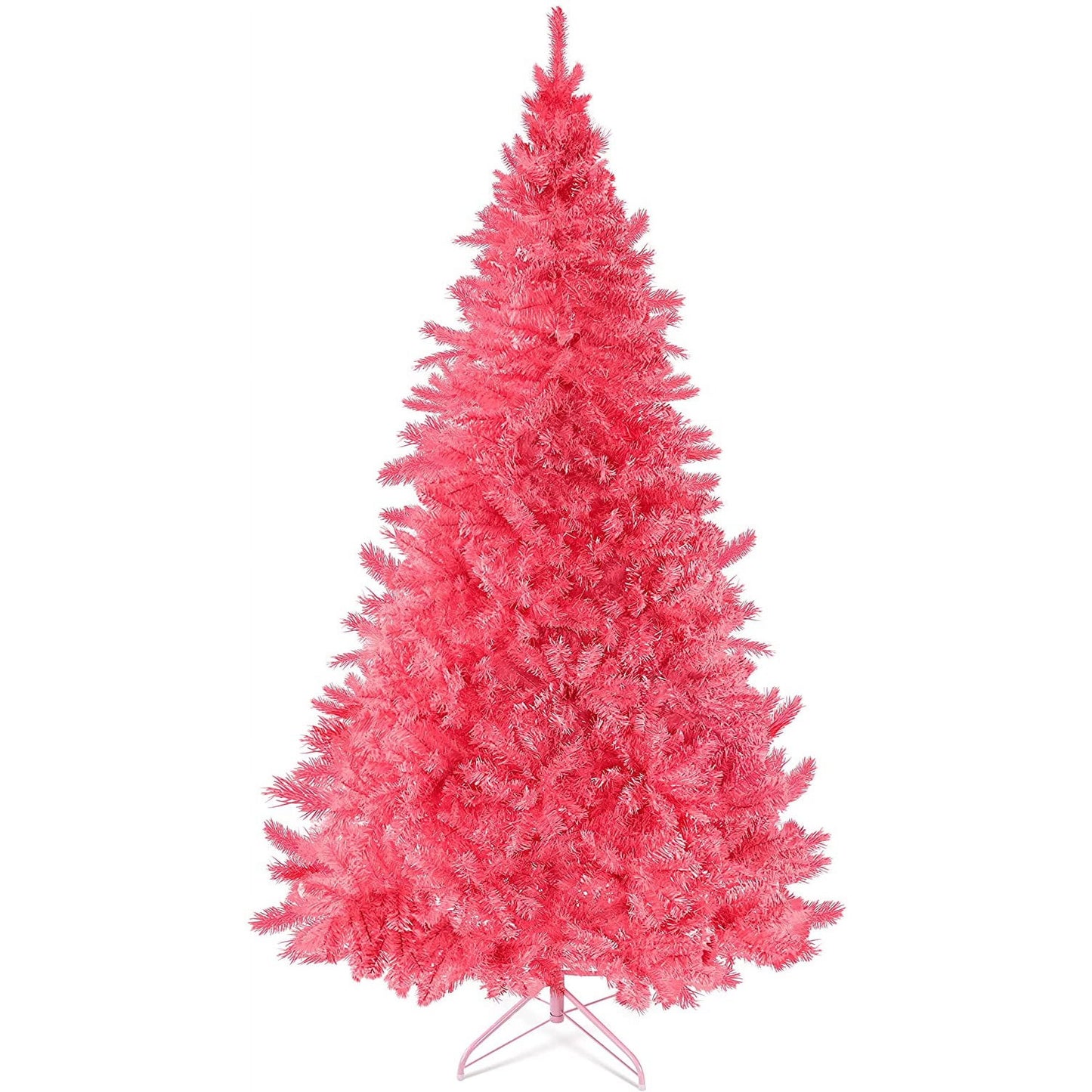 GIKPAL Pink Artificial Christmas Tree, 6FT Premium Unlit Hinged Spruce Full Tree, with Metal Stand, Easy Assembly, for Indoor and Outdoor Use