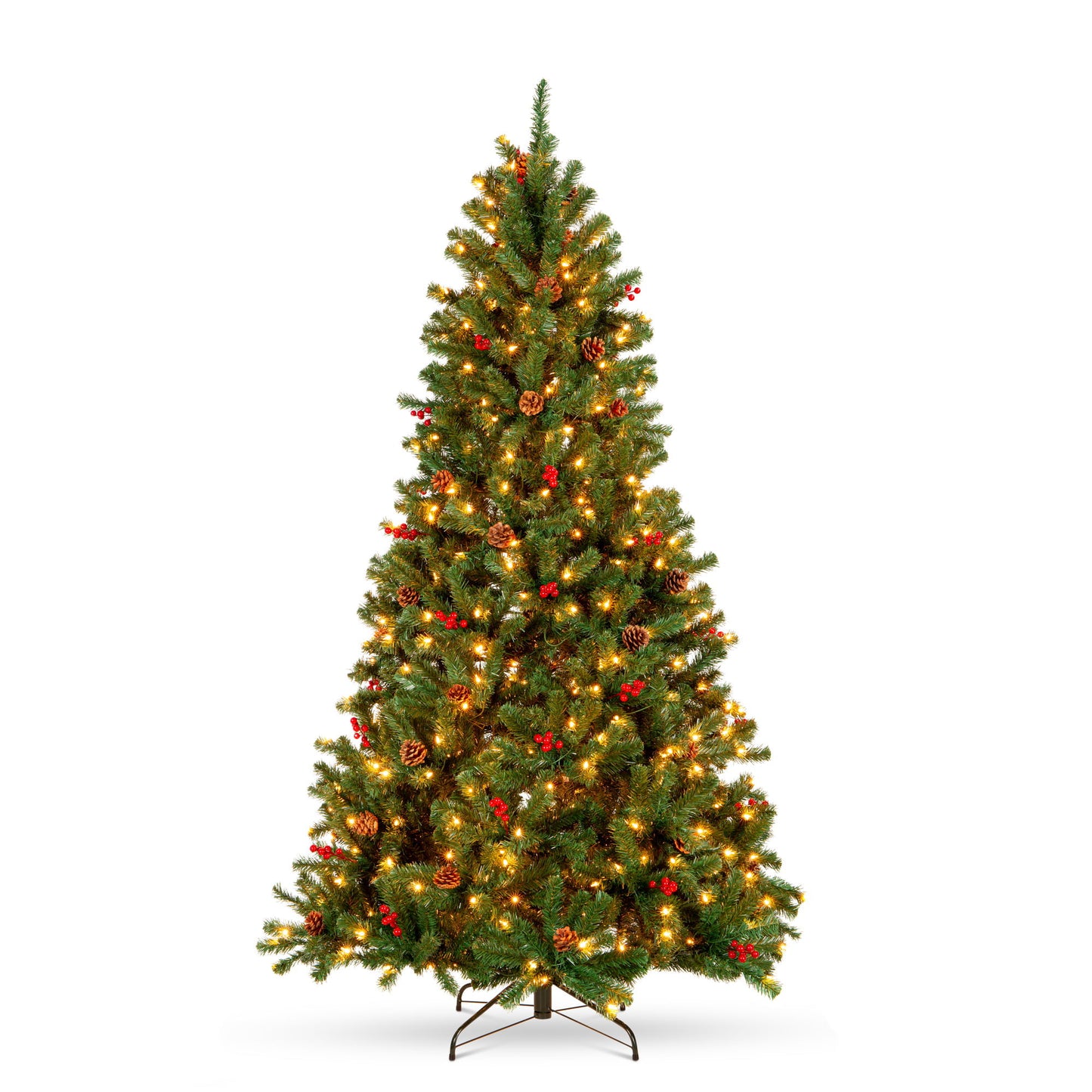 Lulive 6ft Pre-Lit Pre-Decorated Holiday Spruce Christmas Tree w/ 800 Tips, 250 Lights, Metal Base