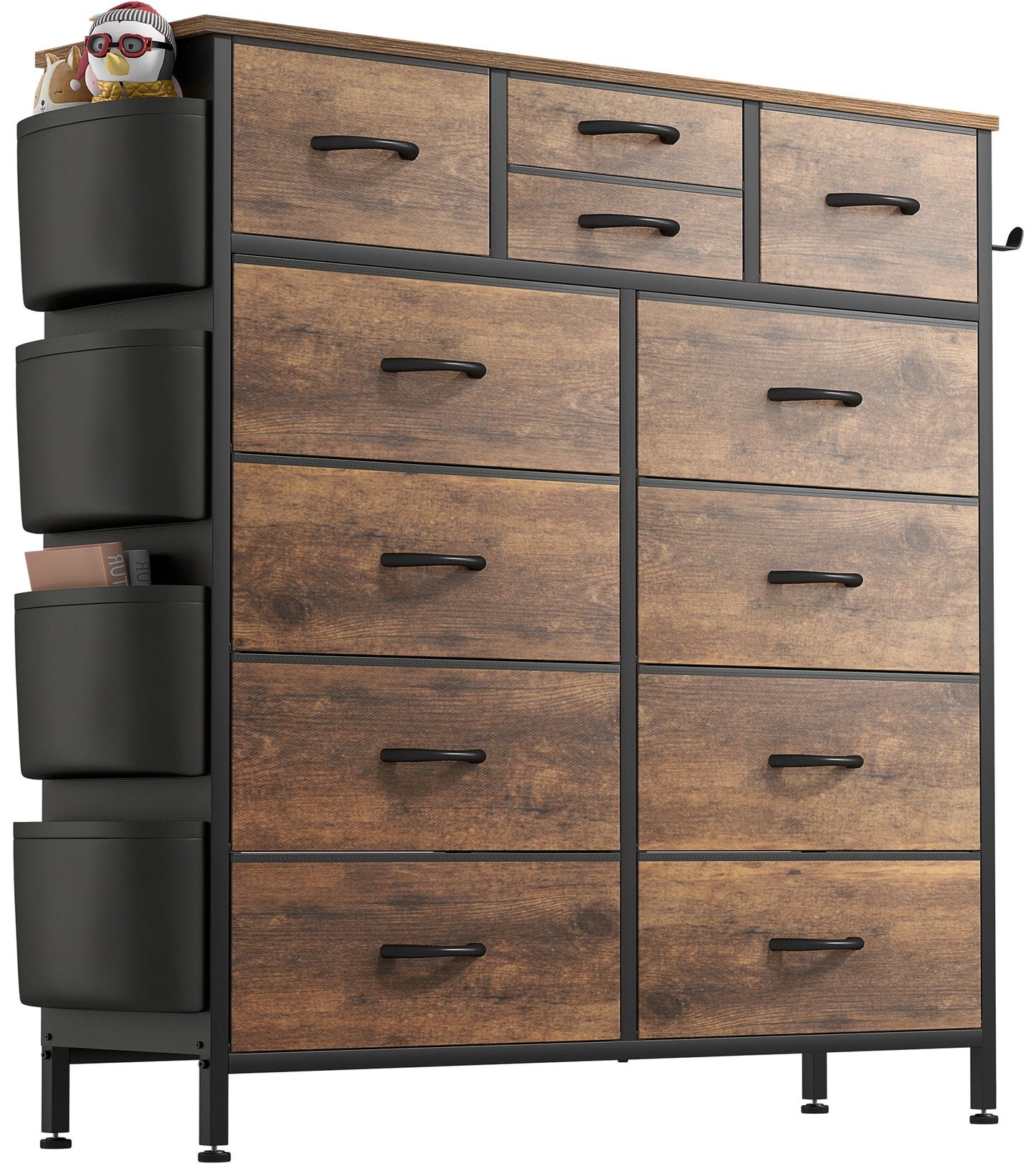 Lulive Dresser for Bedroom with 12 Drawer Vertical Dresser of Fabric Storage Units Organizer for Closet Living Room Hallway Nursery, Brown