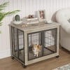 Lulive 32 Inches Dog Crate for Medium Dogs Nightstand Furniture Dog Cage Crate for Indoor Dog House End Table with Double Doors and Lift Top Pet Crate with Casters, Gray