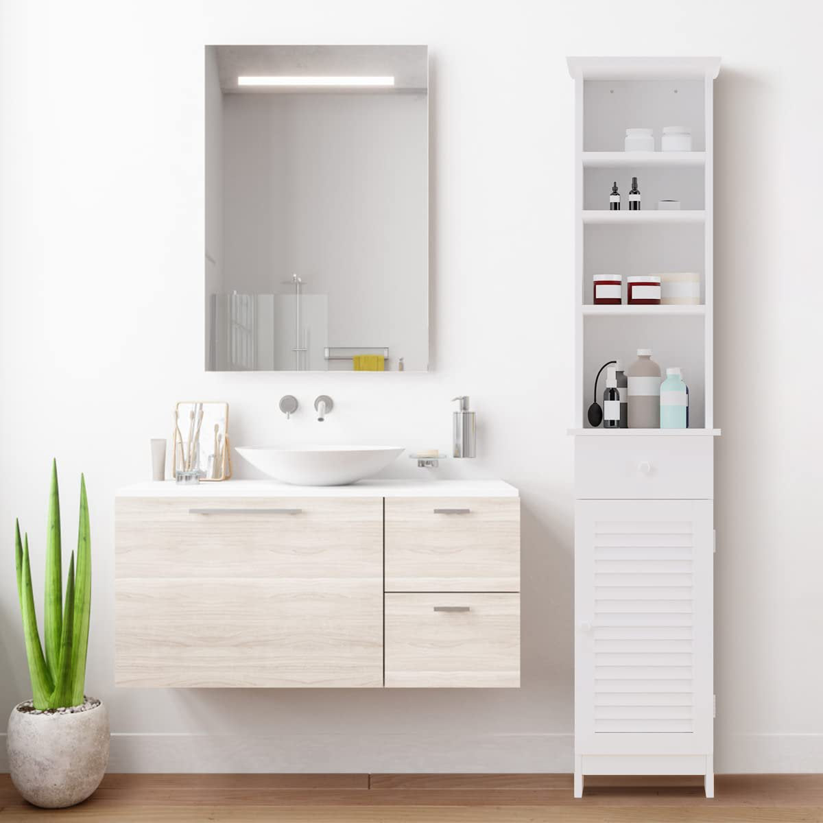 ONME Bathroom Storage Cabinet, Narrow Tall Slim Floor Cabinet